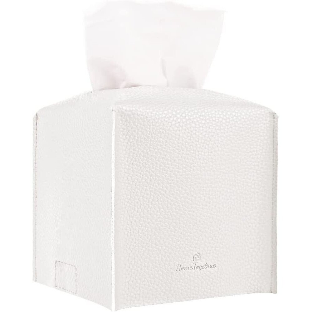 Tissue Box Cover Functional Tissue Box Holder Square PU Leather Holders 5"x5"x5"